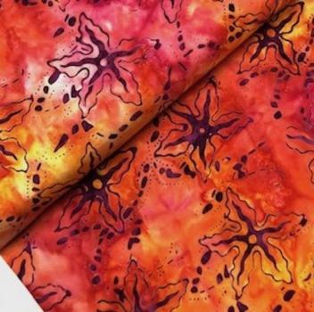 ORANGE - Spring Garden - Batikstoff aus Indonesien